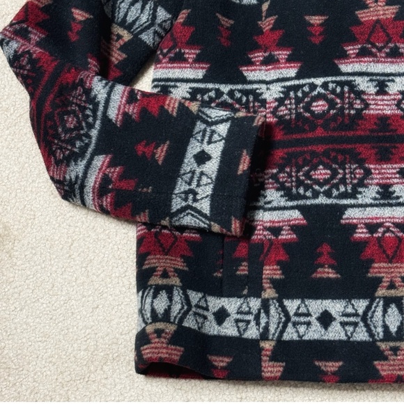 Ella Moss Anthropologie Coat Southwestern Motif Faux Fur Collar Winter Black - Picture 7 of 16